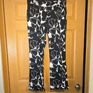 White House Black Market Monochrome Floral Flare Pants